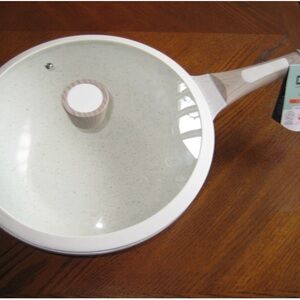 White Ceramic Cookware 12” Wok with Lid